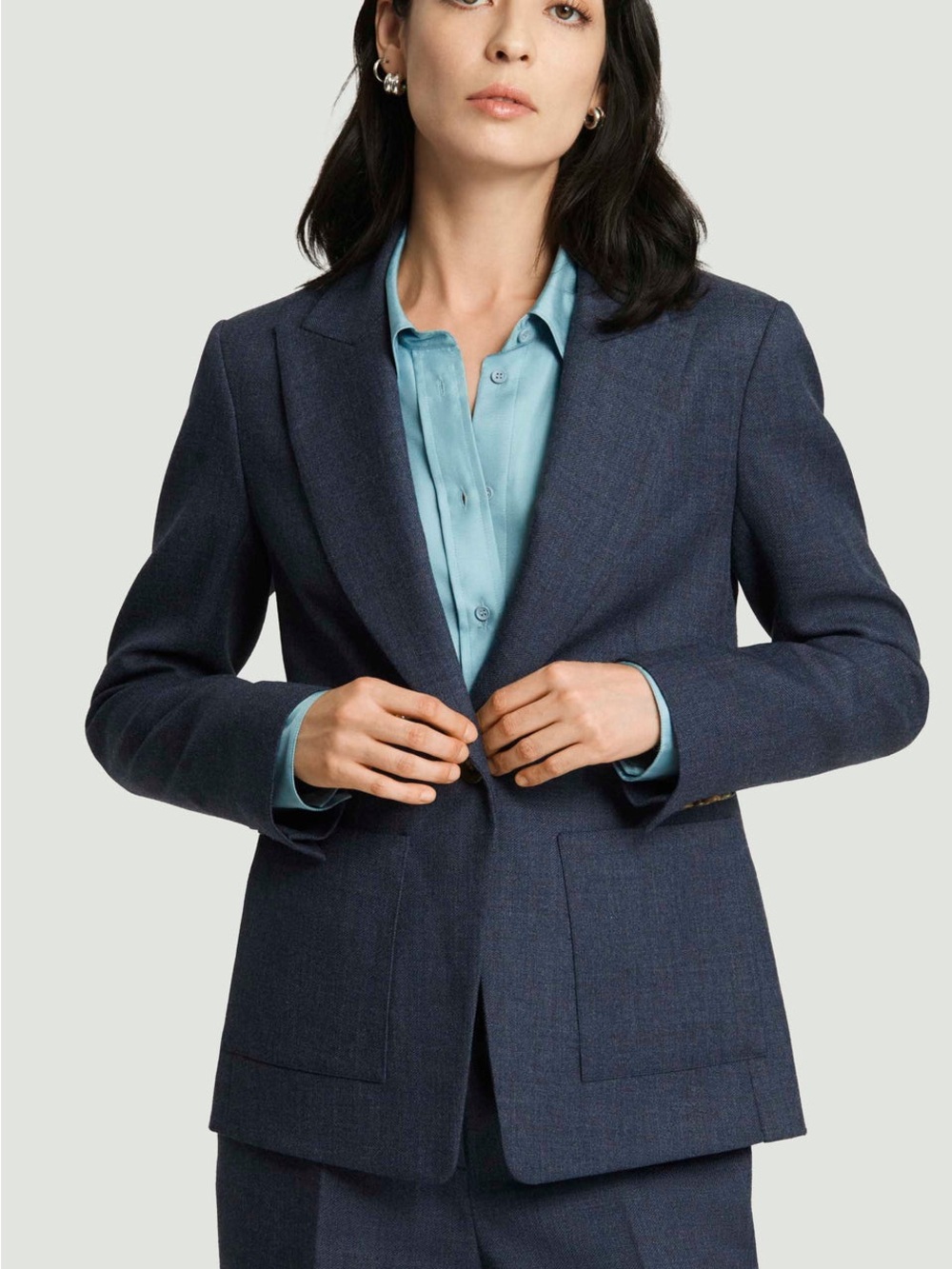 Argent Wool Navy Tailored Blazer - Classic Single-Button Jacket - NWT